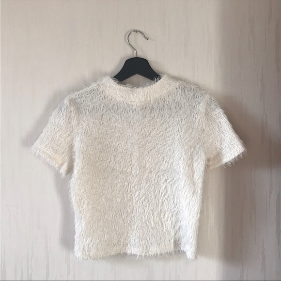 Cream Fuzzy Plush Blouse Top - Picture 2 of 2